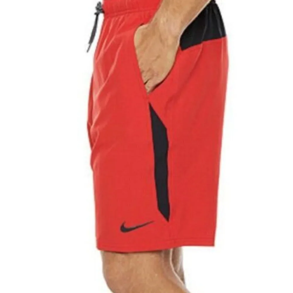 NIKE Red & Black Swimsuit Trunks Shorts Lined Men's size Small 9